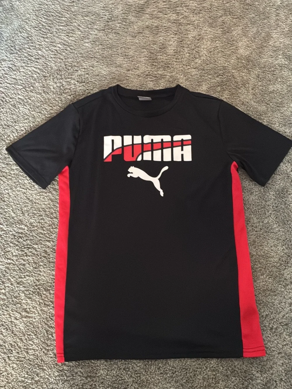 Puma Black and Red Athletic Tee with Matching Red Shorts